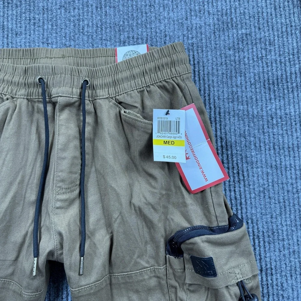 Ring Of Fire Pants Mens Medium Brown Joachim Cargo Elastic Waist Stretch Casual‎